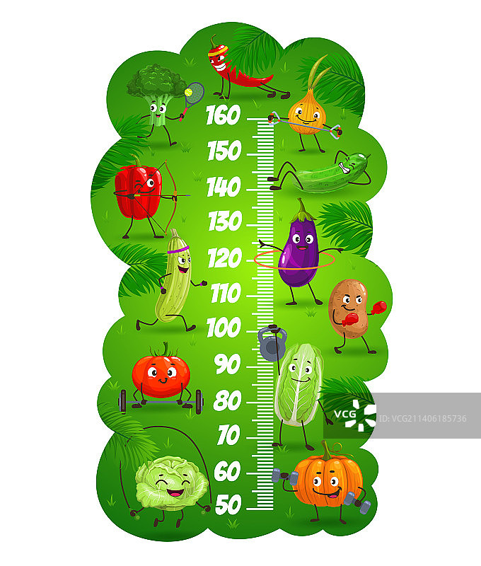 卡通蔬菜运动身高图图片素材