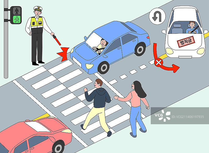 道路交通法规横道线停车线处罚矢量图图片素材