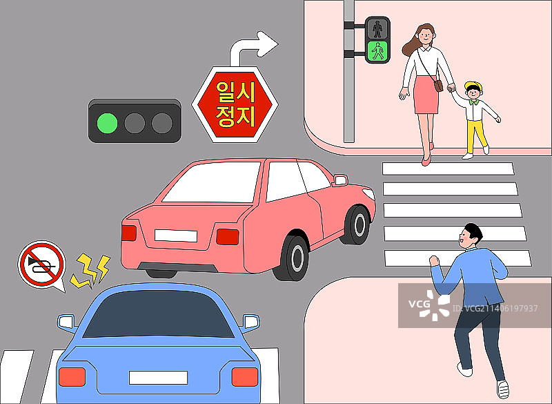道路交通法：违反暂停行人保护义务矢量插画图片素材