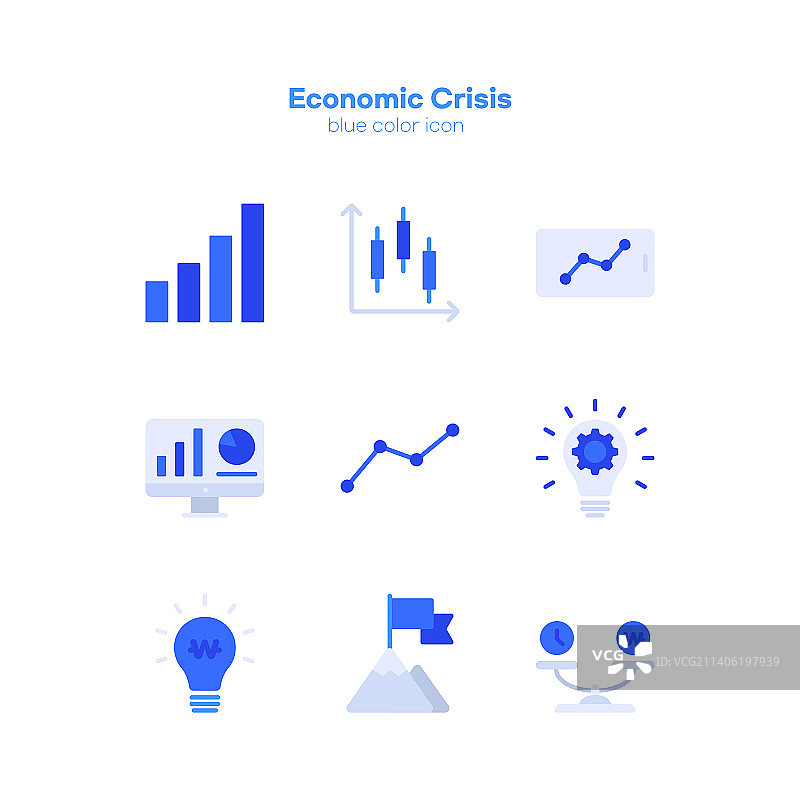 金融危机、经济衰退、经济崩溃矢量图标图片素材