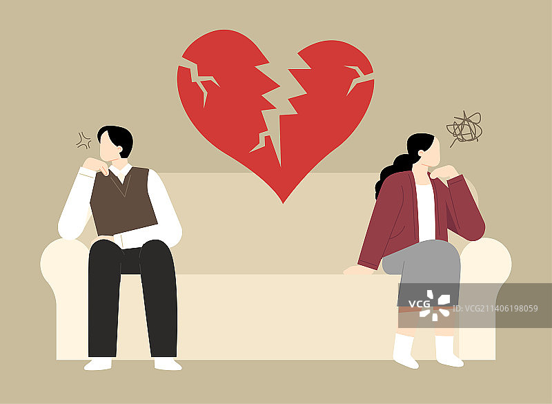 离婚情侣角色图案图片素材