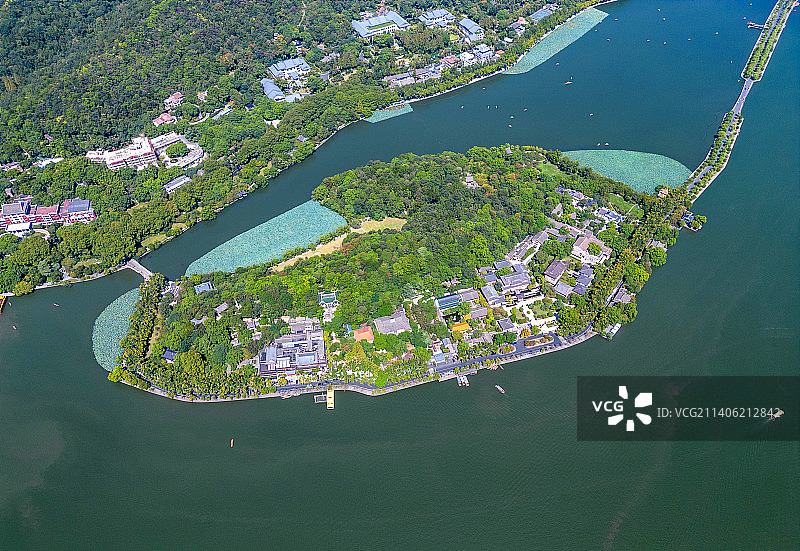 杭州西湖孤山和白堤图片素材