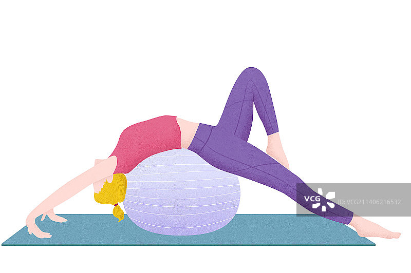 美女抗力球伸展运动图片素材