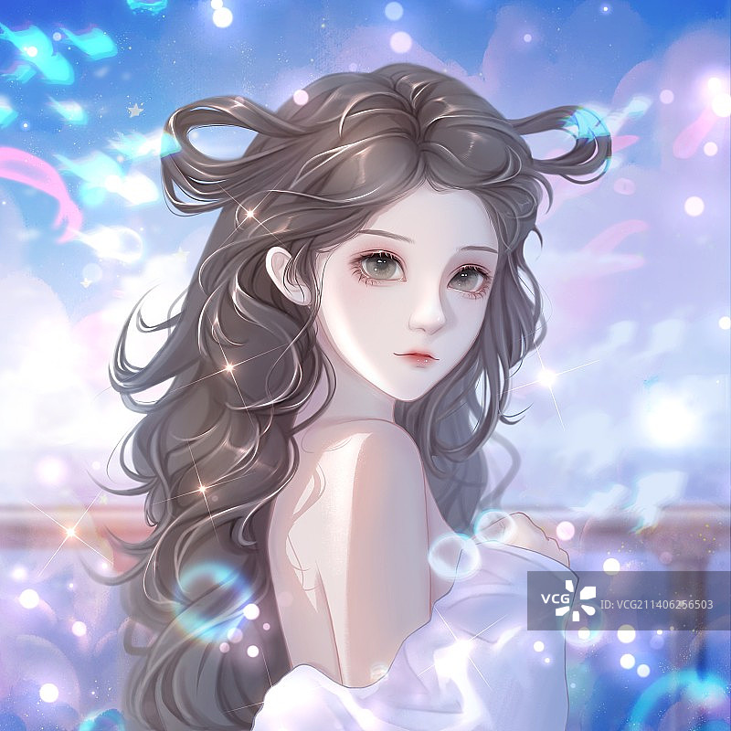 插画唯美少女图片素材