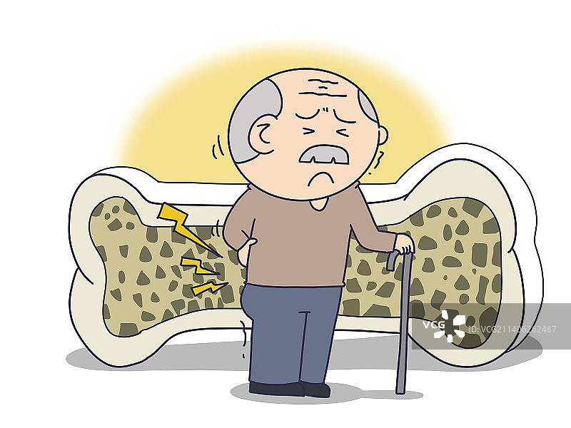 插画：骨质疏松的老人图片素材