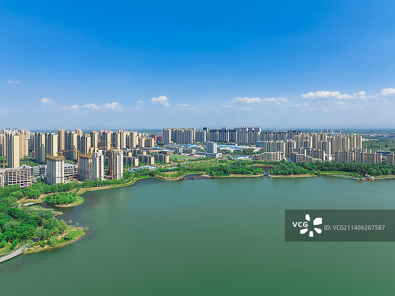 山东济南济阳澄波湖航拍图片素材