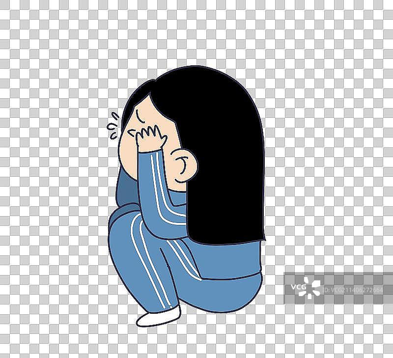 元素：哭泣的女学生图片素材