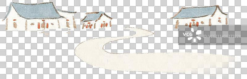 贴对联的房子和门前的路图片素材