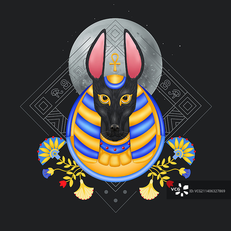 阿努比斯埃及神构图图片素材