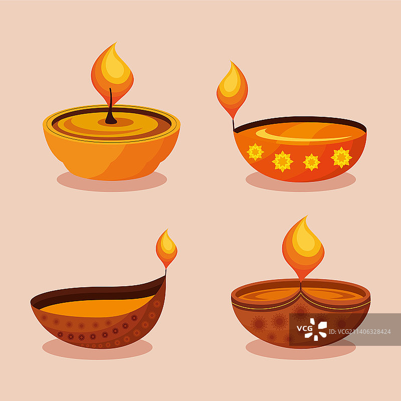 四盏排灯节庆典灯图片素材