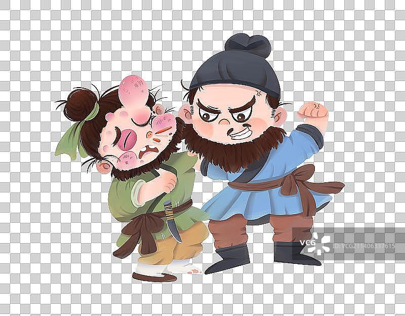 鲁提辖拳打镇关西手绘人物元素图片素材