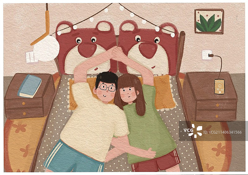 睡觉的时候也要牵手手图片素材