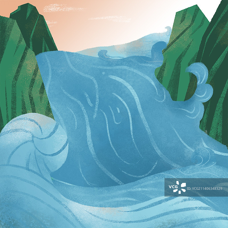 青山与骇浪图片素材