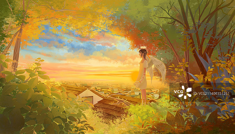 落日天使图片素材