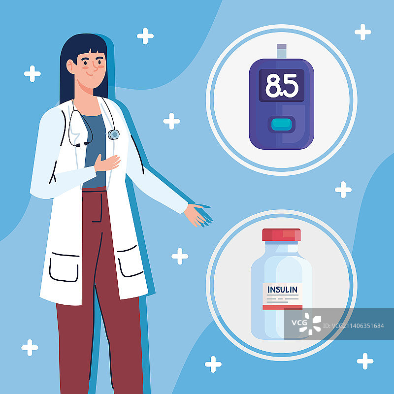 配备血糖仪和胰岛素的医生图片素材