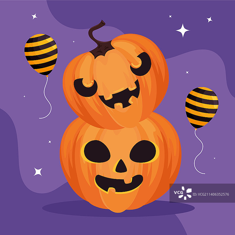 万圣节南瓜与氦气球图片素材