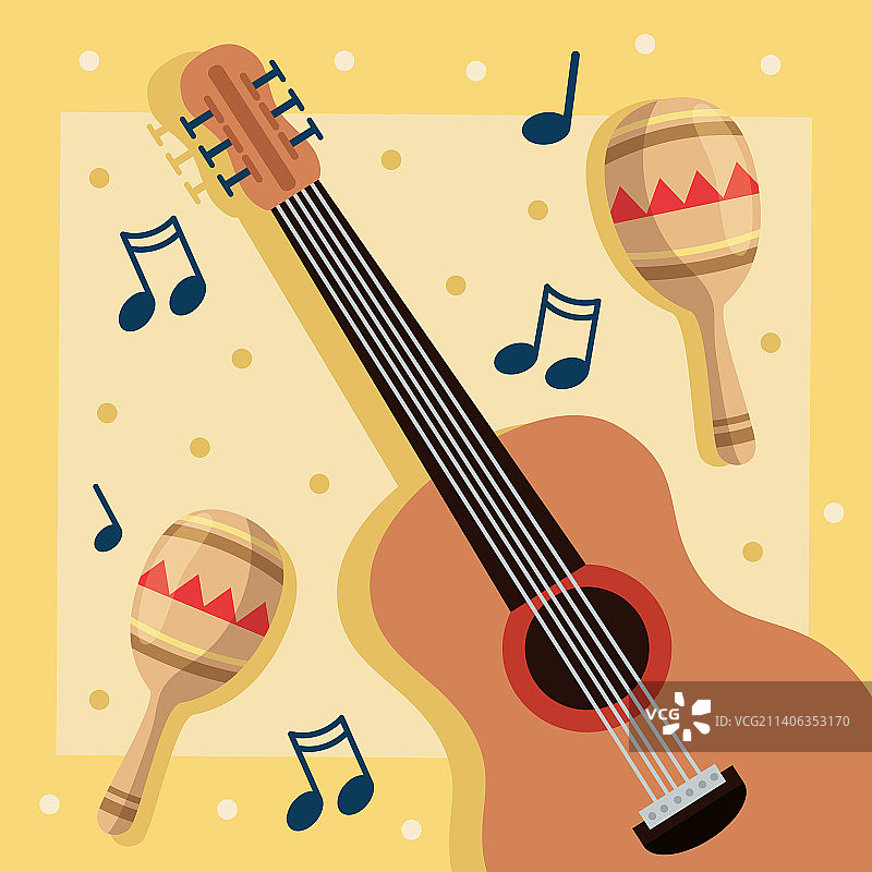 音乐节海报，吉他，沙锤图片素材