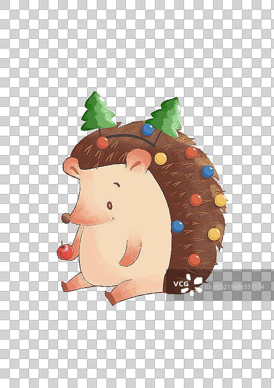 圣诞节可爱动物刺猬免抠手绘插画素材图片素材
