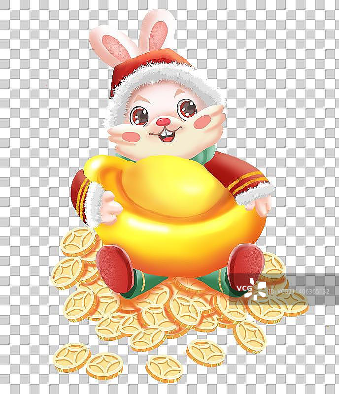 国潮兔年春节插画元素图片素材