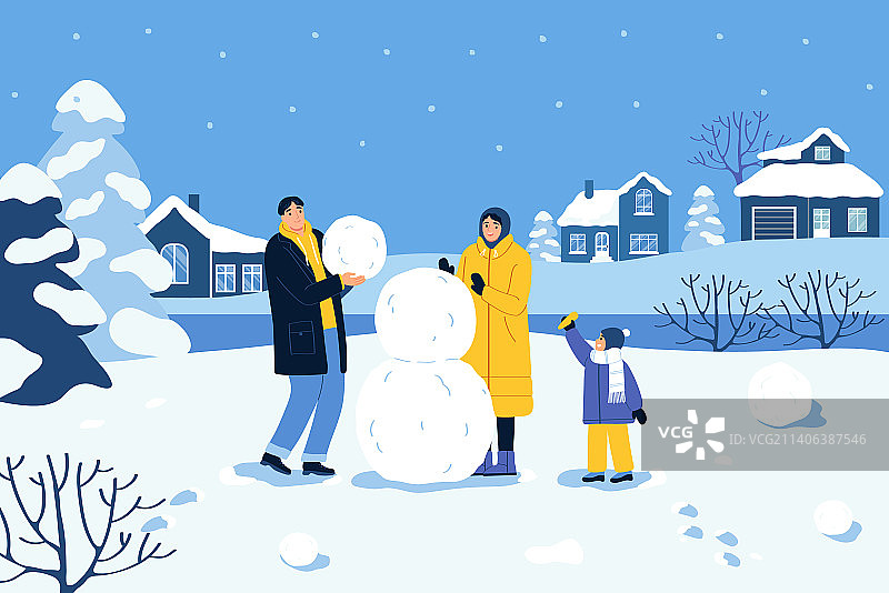 冬季节日扁平设计元素图片素材