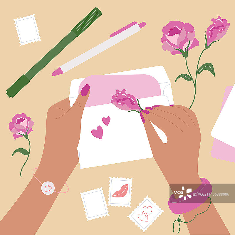 扁平风格的情书图片素材