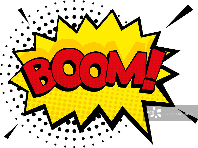 漫画爆炸风格的彩色Boom贴纸图片素材