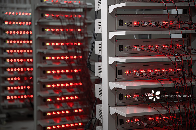 网络服务器与电池测试机柜图片素材