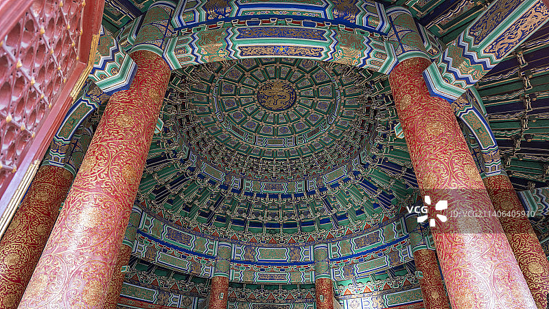 天坛祈年殿古建筑内部穹顶图片素材