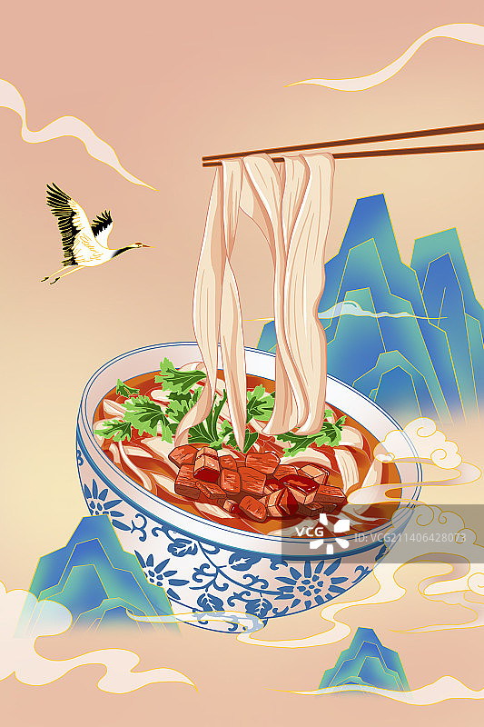 国潮风山西美食-刀削面图片素材