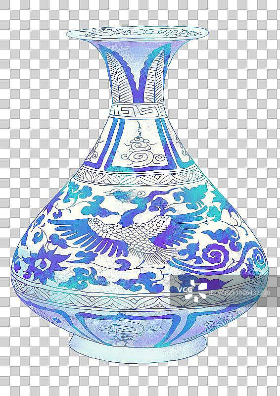 青花瓷国潮插画图片素材