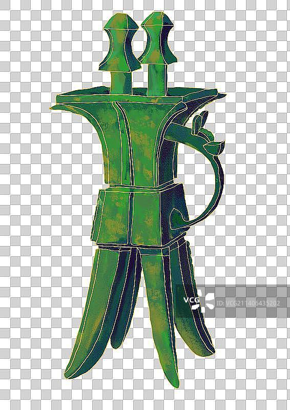 青铜器国潮插画酒杯容器图片素材