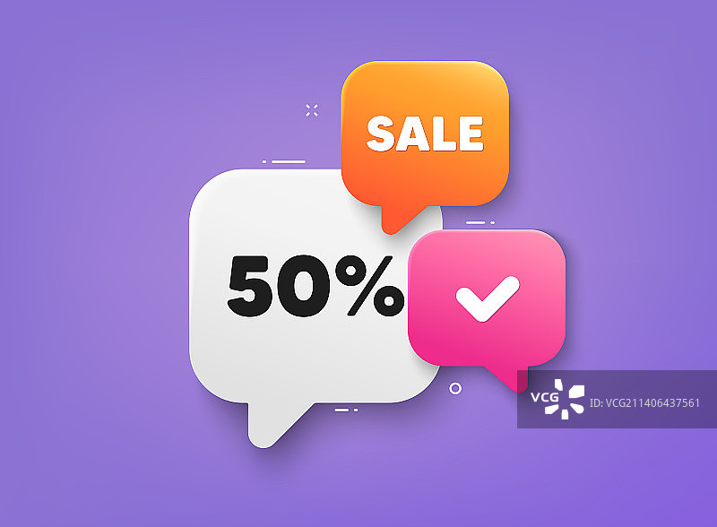 3D效果50%折扣促销标志图片素材