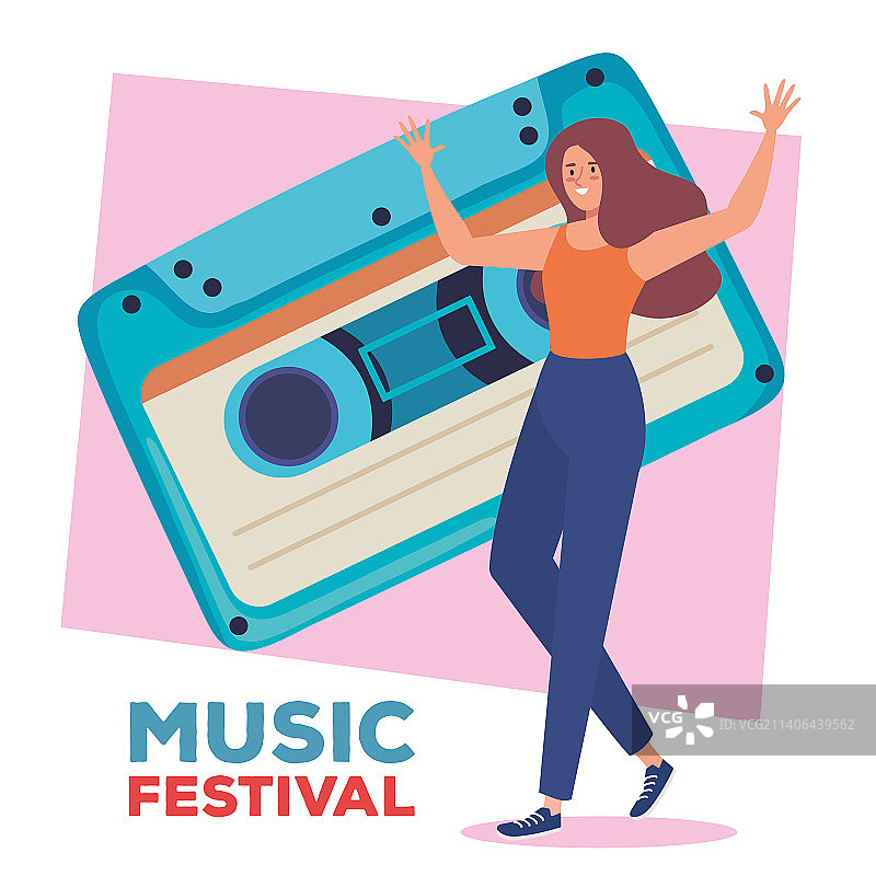 音乐节字母与跳舞的女人图片素材