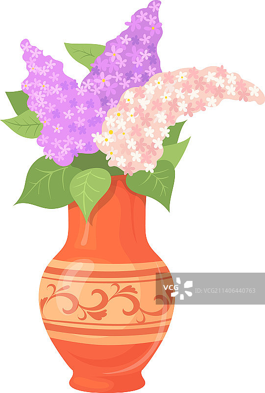 陶瓷花瓶中的丁香花束，温馨家居图片素材