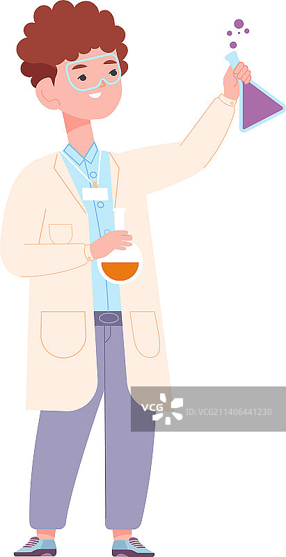 儿童进行化学玻璃实验图片素材