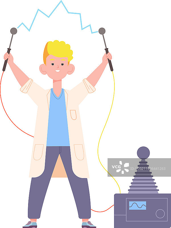 男孩做电能实验图片素材