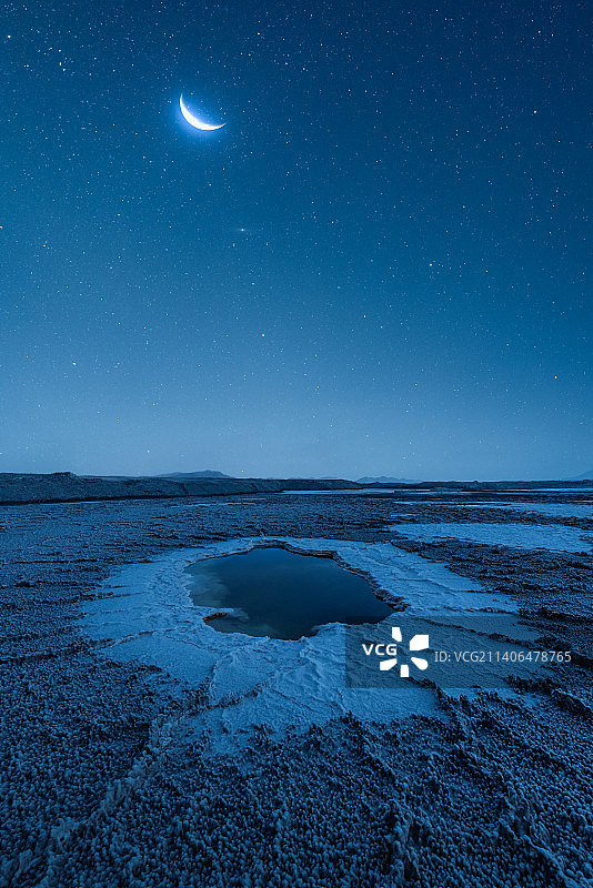 星空下的大柴旦翡翠湖盐湖蓝色星空银河宇宙图片素材