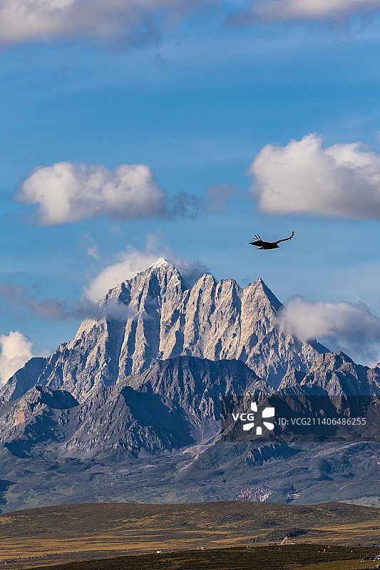 四川康定鱼子西雅拉雪山日落全景图片素材