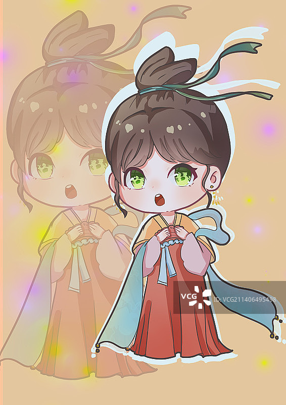 Q版萌系古风少女图片素材