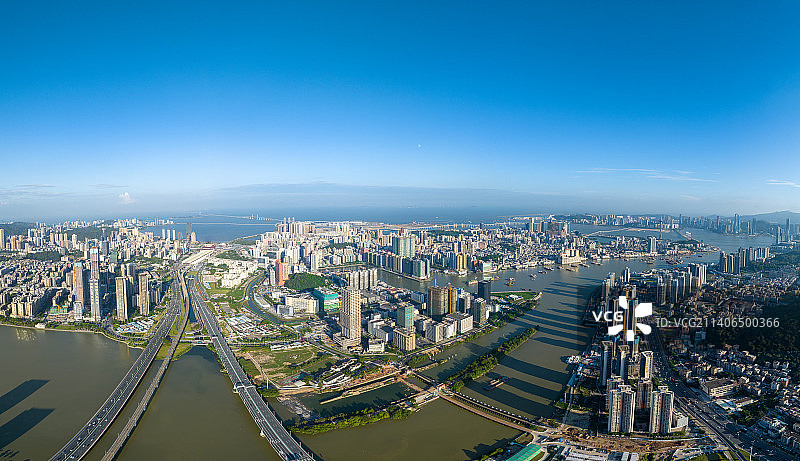 航拍珠海澳门跨境工业区图片素材