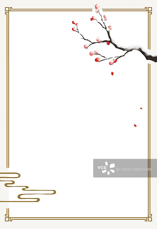 梅花中式边框背景图片素材