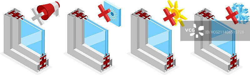 塑料窗户2.5D组合图片素材