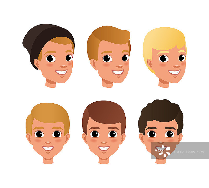 不同发色的可爱男孩头像图片素材