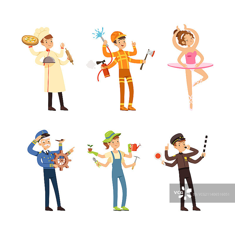 不同职业的多任务人群图片素材