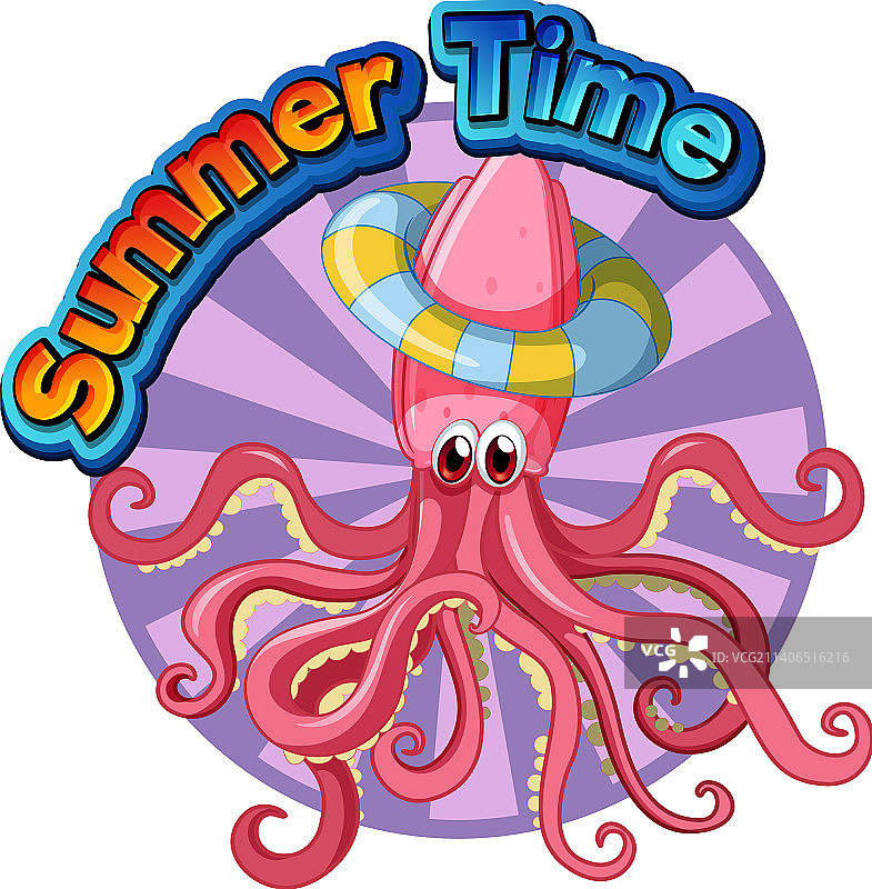 夏季主题与卡通鱿鱼图片素材