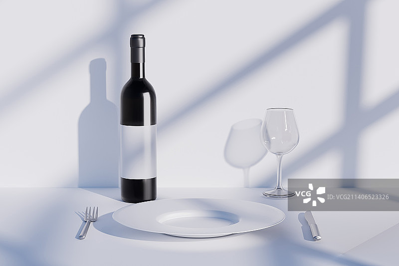 3D渲染的餐盘餐具组合图片素材