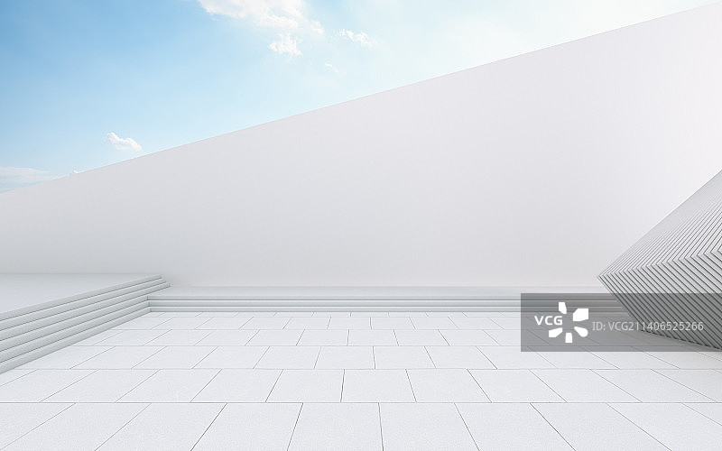 几何形状简约背景墙与广场地面图片素材