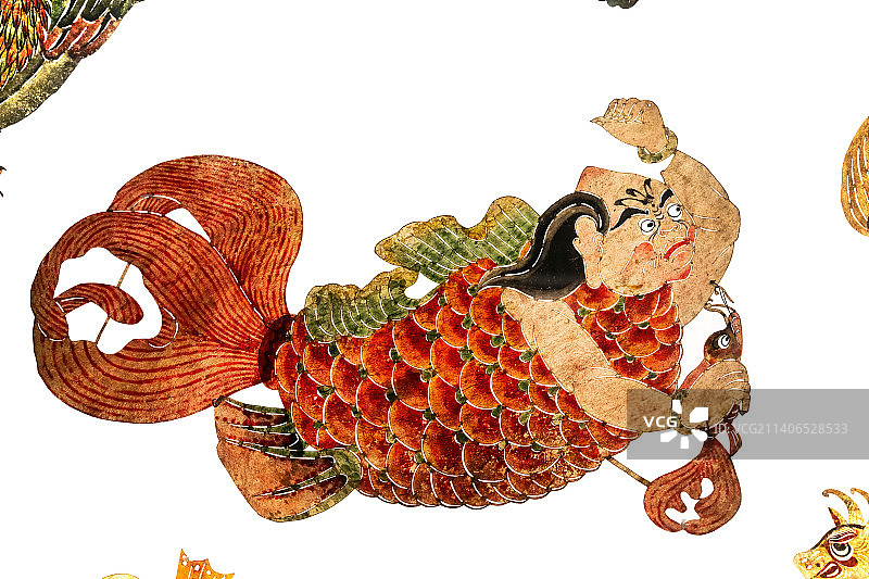 成都博物馆藏清代山海经鬼神皮影道具图片素材