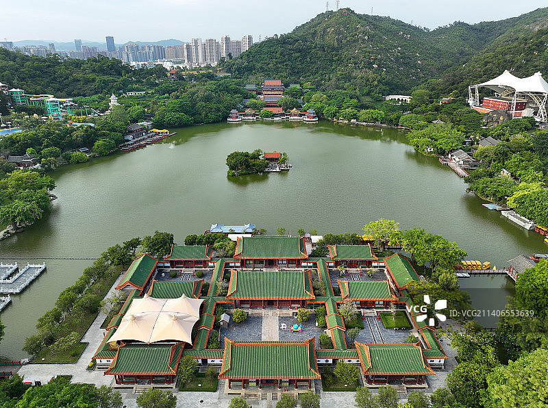 广东省珠海市香洲区圆明新园航拍图片素材