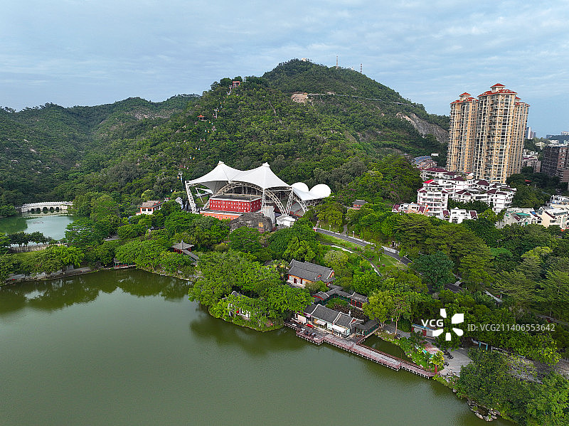 广东省珠海市香洲区圆明新园航拍图片素材